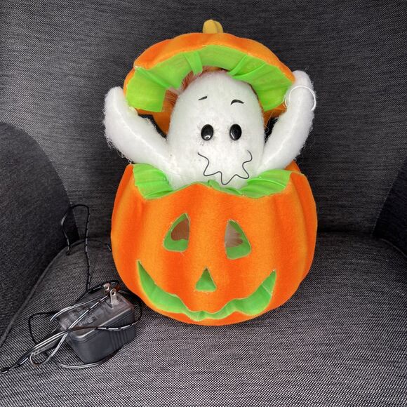 Halloween Fiber Optic Light Up Jack o Lantern Ghost Color Changing 2002 PAC 12" - Picture 4 of 7